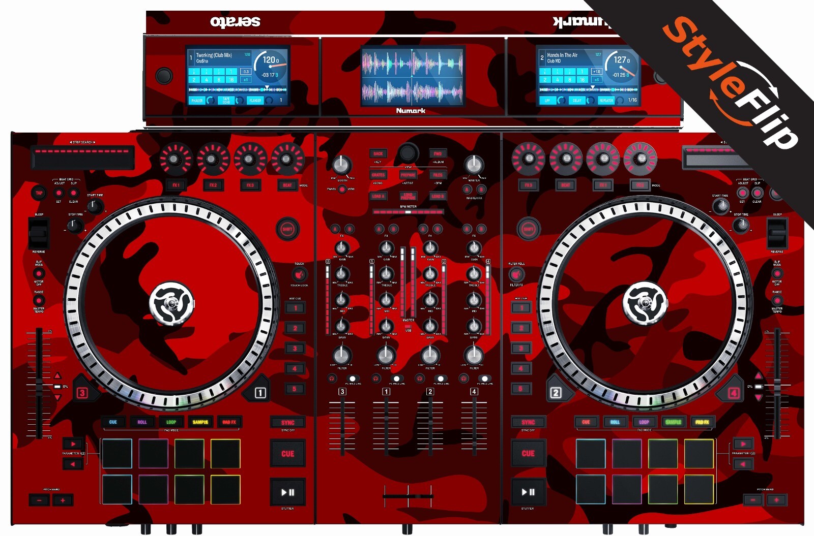 Numark NS-7 III Skin | Camo Red | Protective Decal | StyleFlip Skins