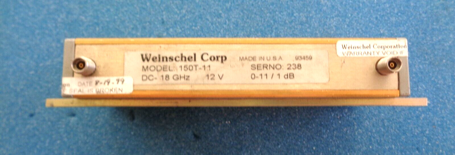 Weinschel 150T-11 RF SMA Step Attenuator 0-11dB DC-18GHz 12V
