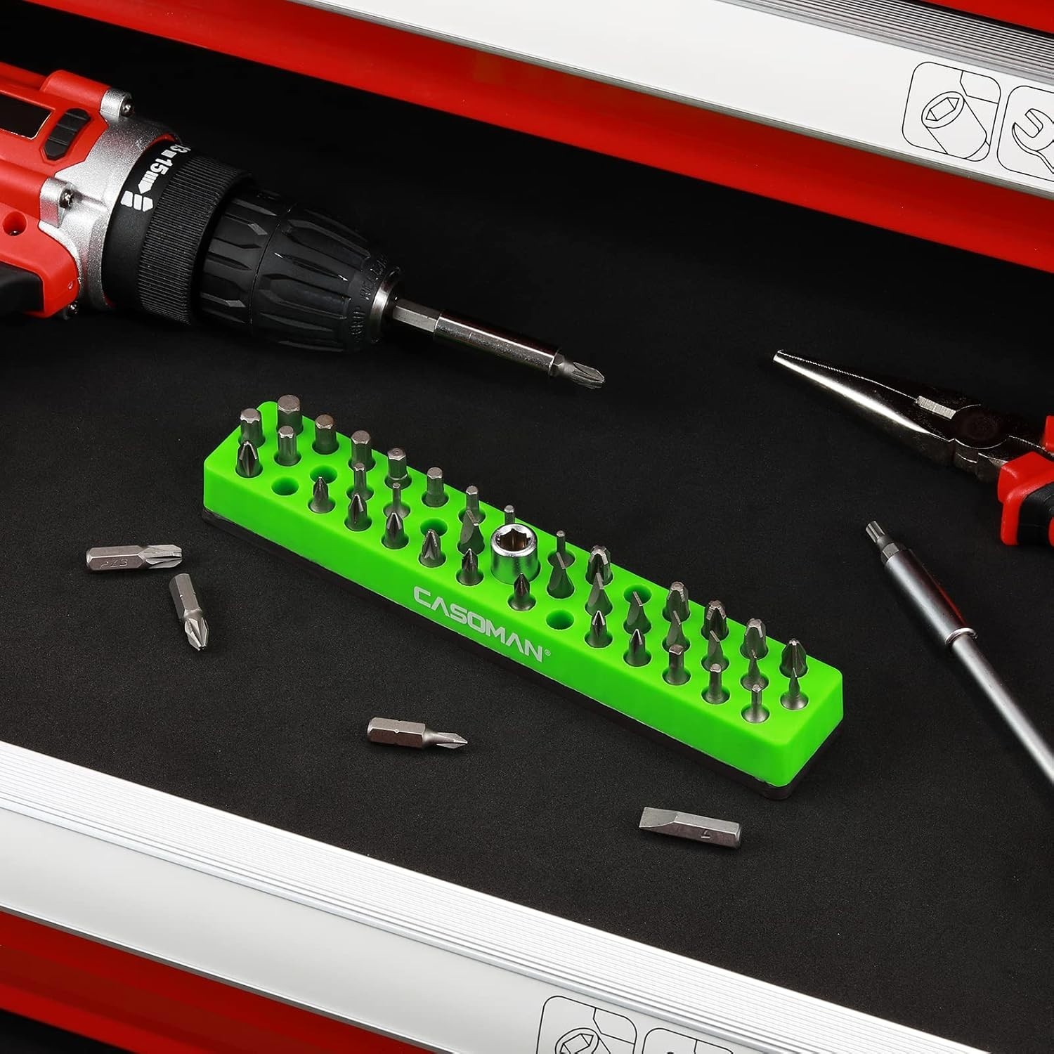 Compact 7" Hex Bit Organizer with Magnetic Base - Protect Your Surfaces in Style