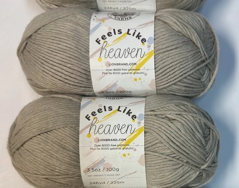 LOT of 2 FEELS LIKE HEAVEN In BEIGE by LION BRAND 3.5oz 246yds 100% Nylon