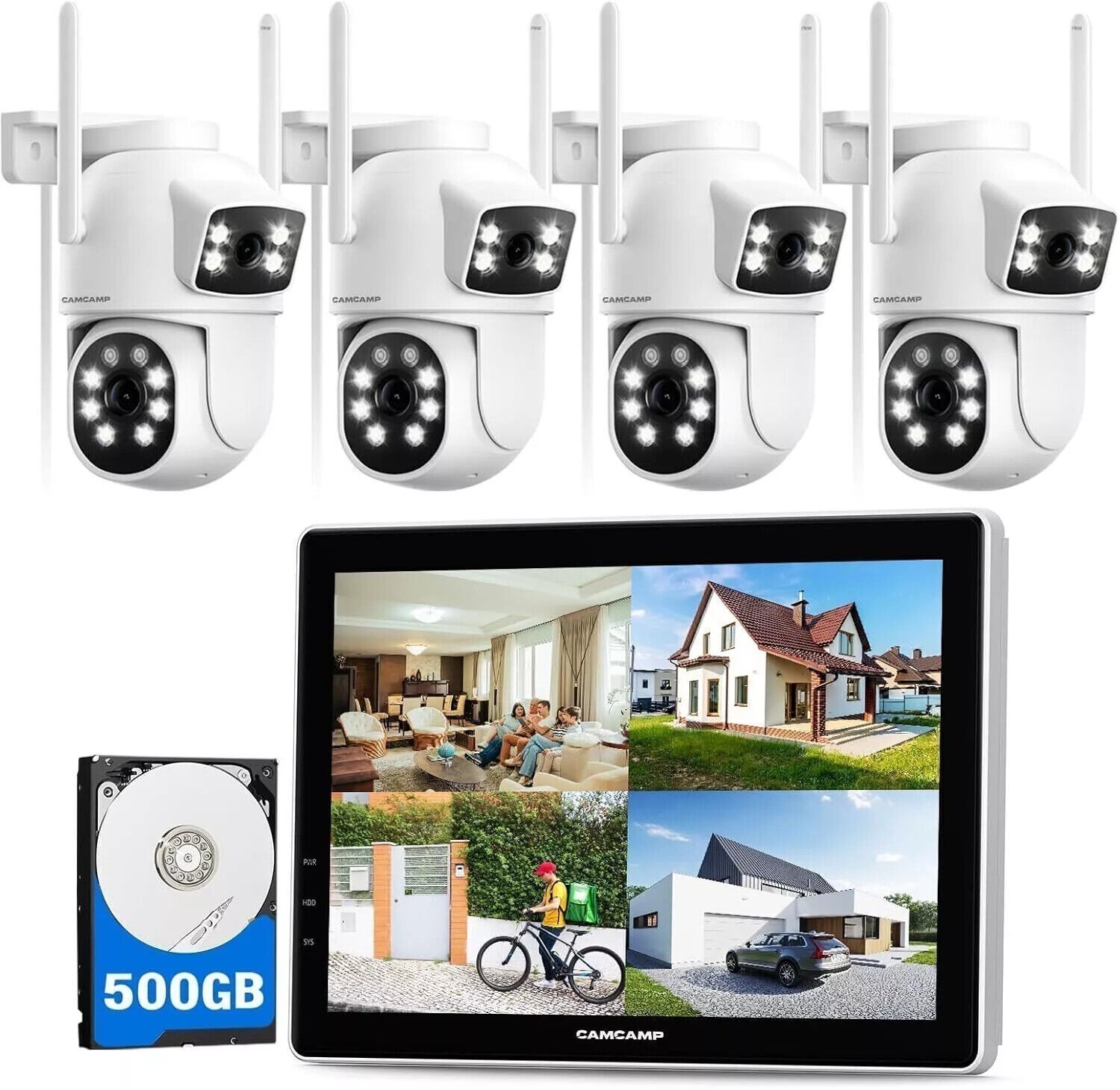4x 4MP Network Cam Wireless Security Camera System Two Way Audio IR Night Vision