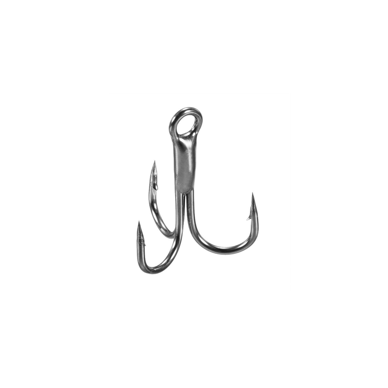 50Pcs 14# 0.43" Treble Fish Hooks Carbon Steel Sharp Bend Hook w Barbs Black