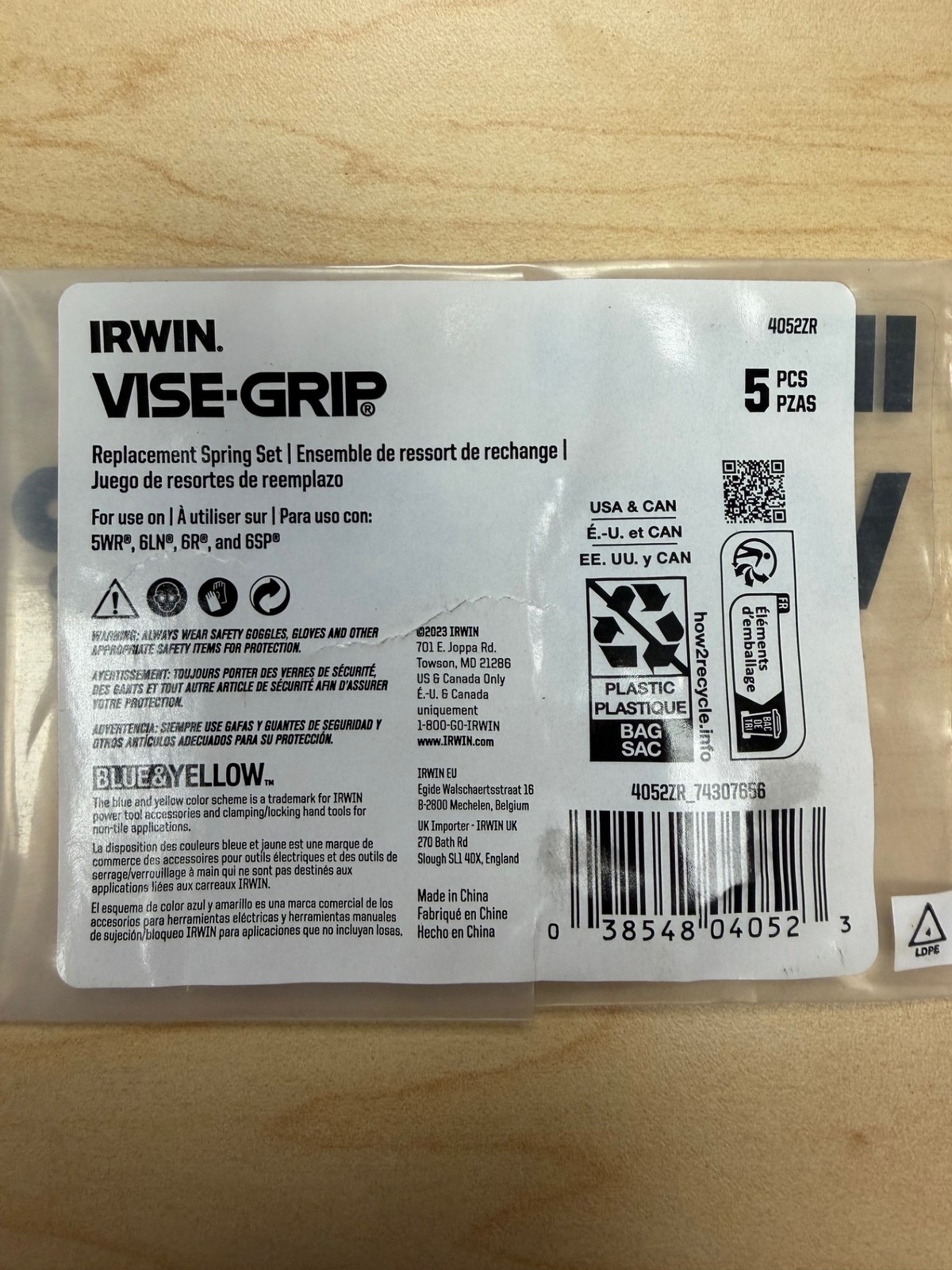 VISE GRIP REPLACEMENT SPRING 5 PC. FOR 5WR, 40-52 VIS4052ZR