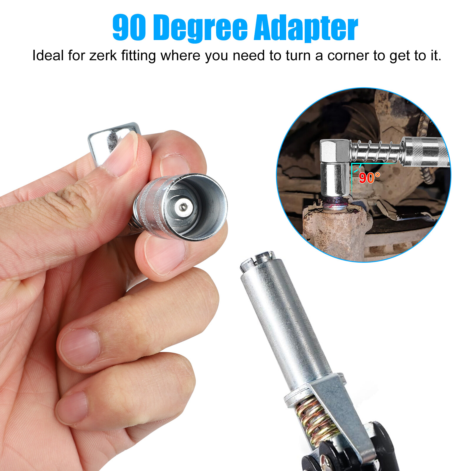90 Degree Coupler Needle Nozzle Grease Injection Needle w/ Cap for Zerk Fitting