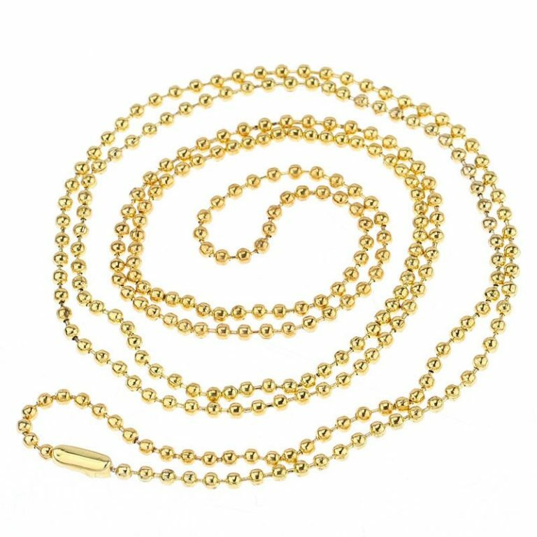 12 pcs. Gold Plated Ball Chain Necklaces – 80cm (31.5″) – 2mm Ball Size