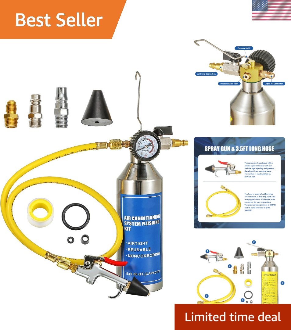 Heavy-Duty AC System Flush Kit with Safety Valve for Hassle-Free Maintenance