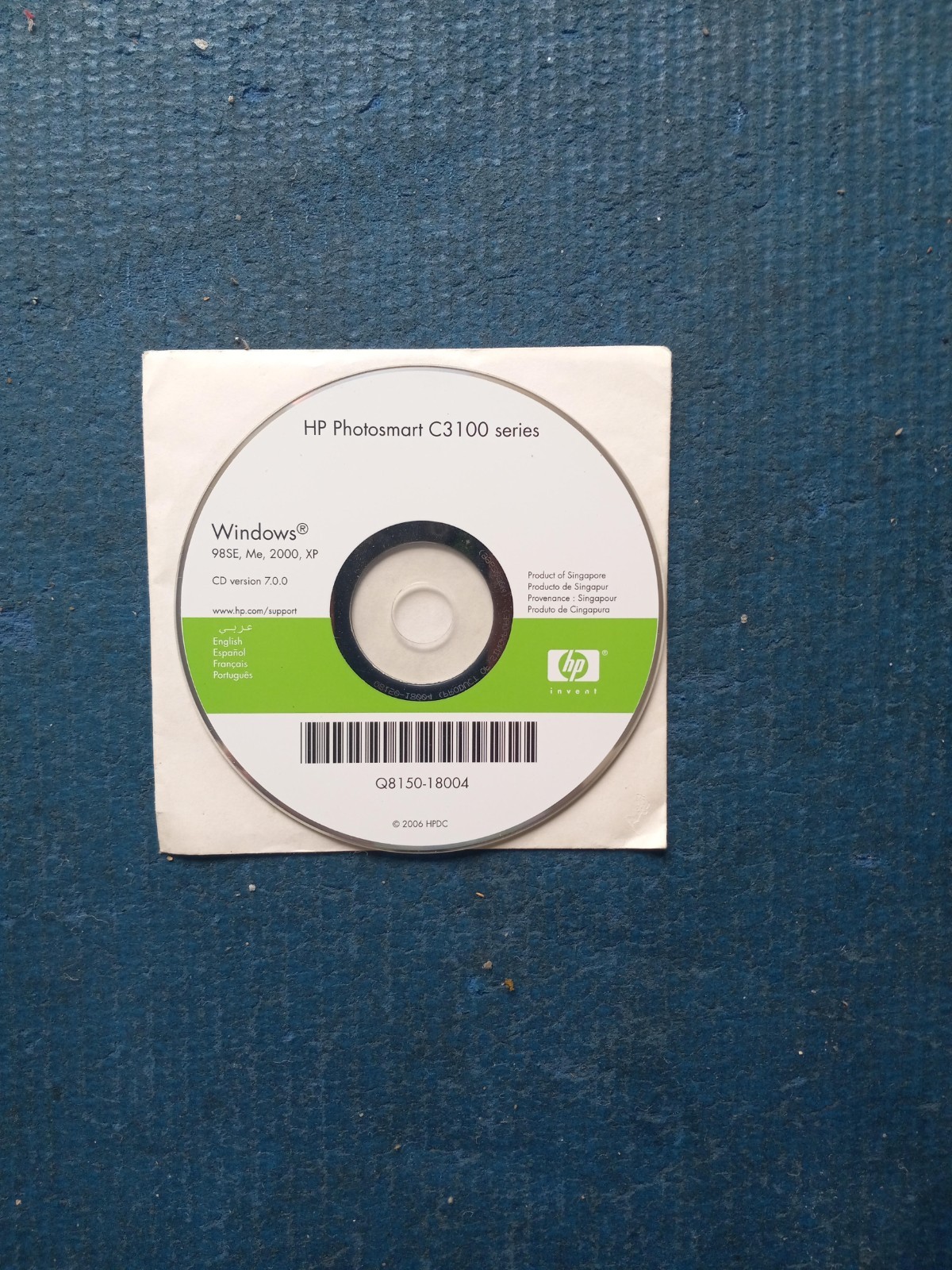 HP Photosmart C3100 Series  Software Disc Windows CD Version 7.0.0 Q8150-18004