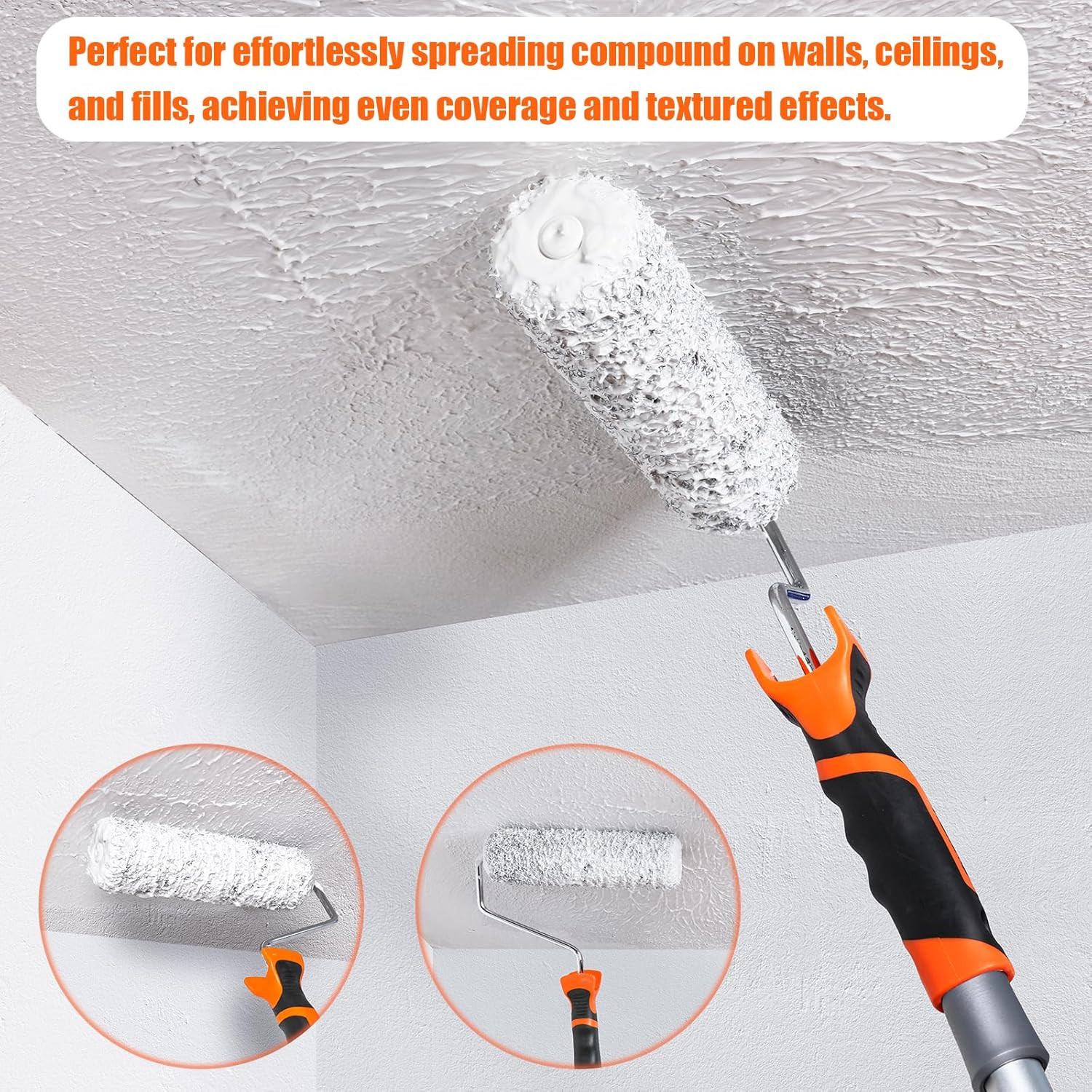 2pcs 9" Drywall Compound Roller Covers, Shed-Resistant Drywall Mud Roller, Putty