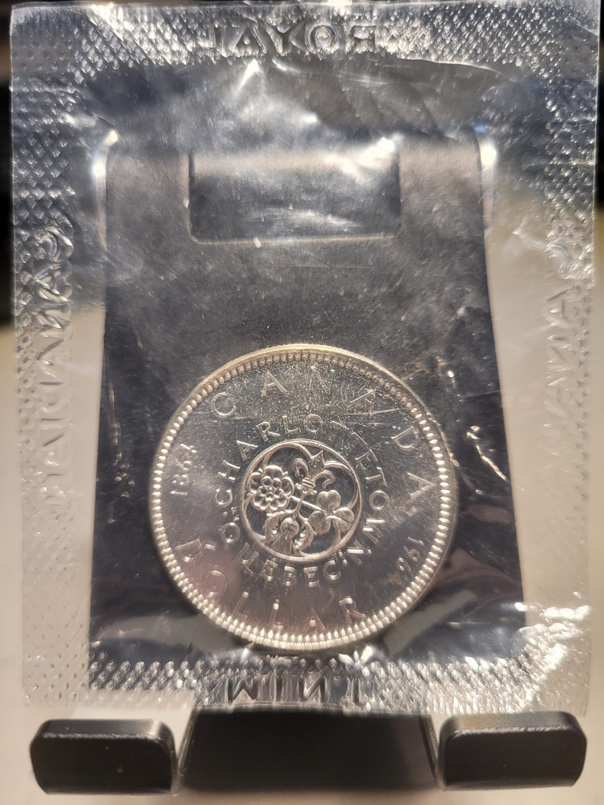 1964 Charlottetown Quebec Canada Silver Dollar in Mint Cello