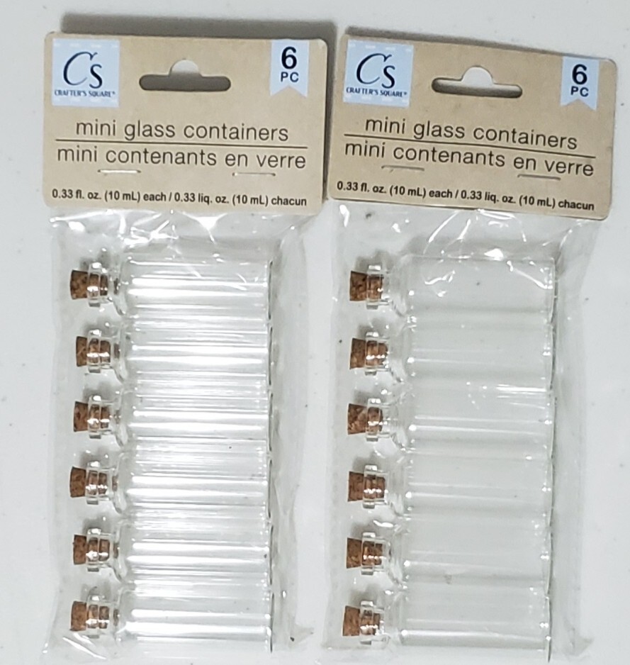 SET OF 2 10ml Mini Glass Bottles Jars Vials Container w/ Cork 6pc