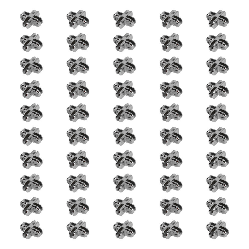 50 Pcs Chrome Metal 4 Way Glass Shelf Connector 3/16" Tempered Glass