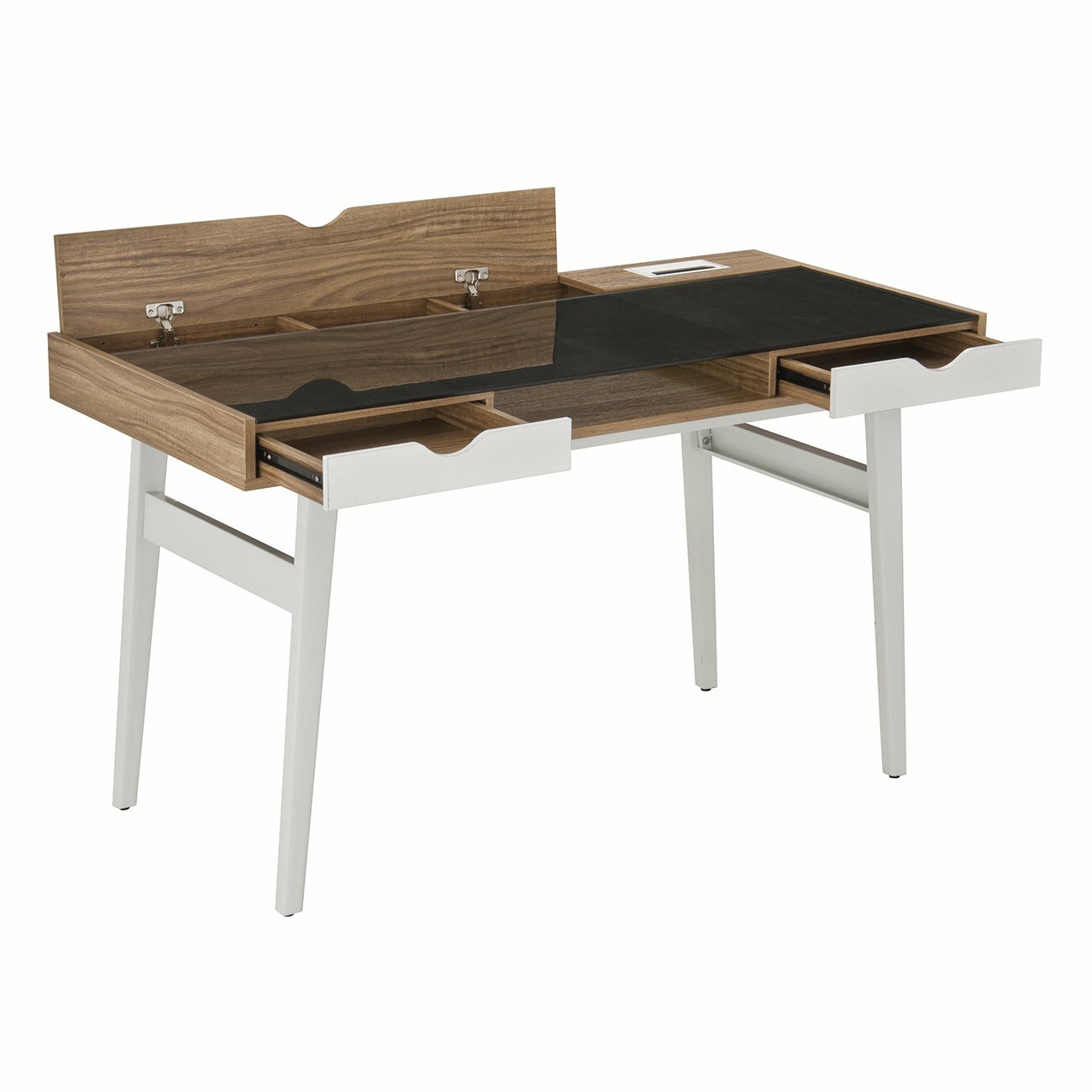 Techni Mobili Compact Computer Desk Workstation with Multi-compartment Storages