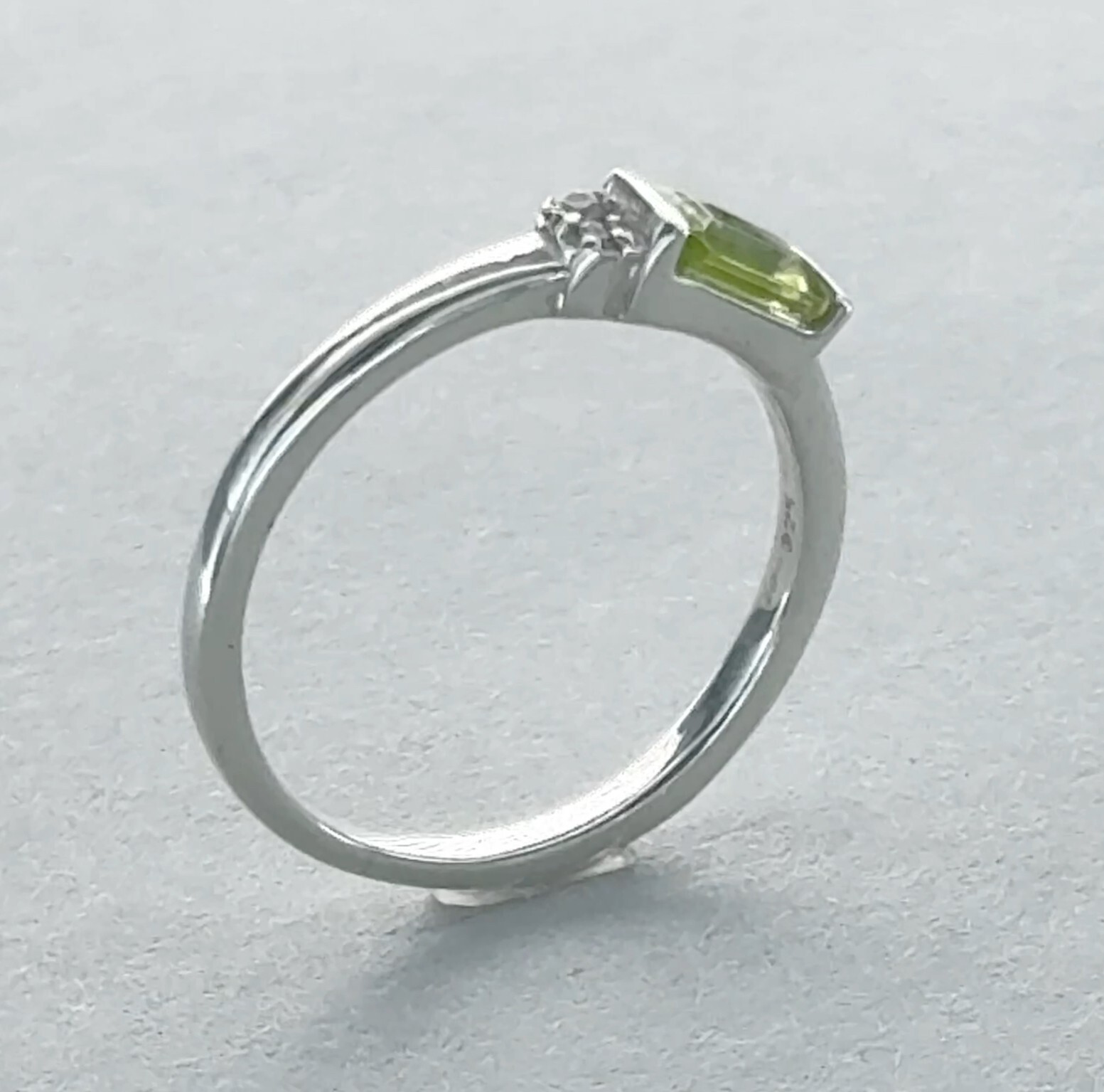 Square / Rectangle PERIDOT Ring with CZ Multiple Sizes 925 STERLING SILVER #47e