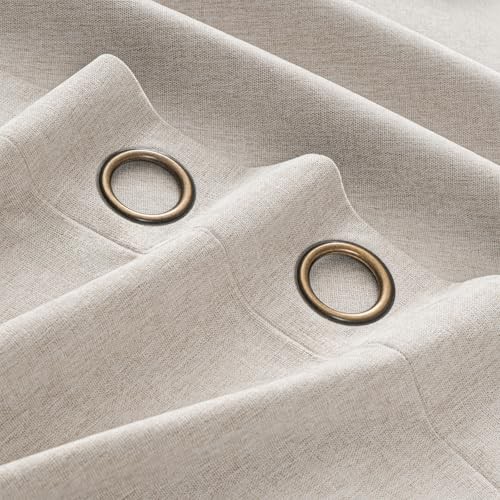 100% Blackout Curtains for Bedroom, Luxury 52"W x 84"L (Pack of 2) Light Beige