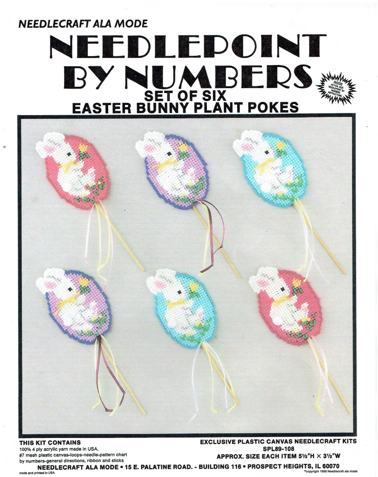 EASTER BUNNY PLANT POKES  7ct plastic canvas  PATTERN  (#TF0251)