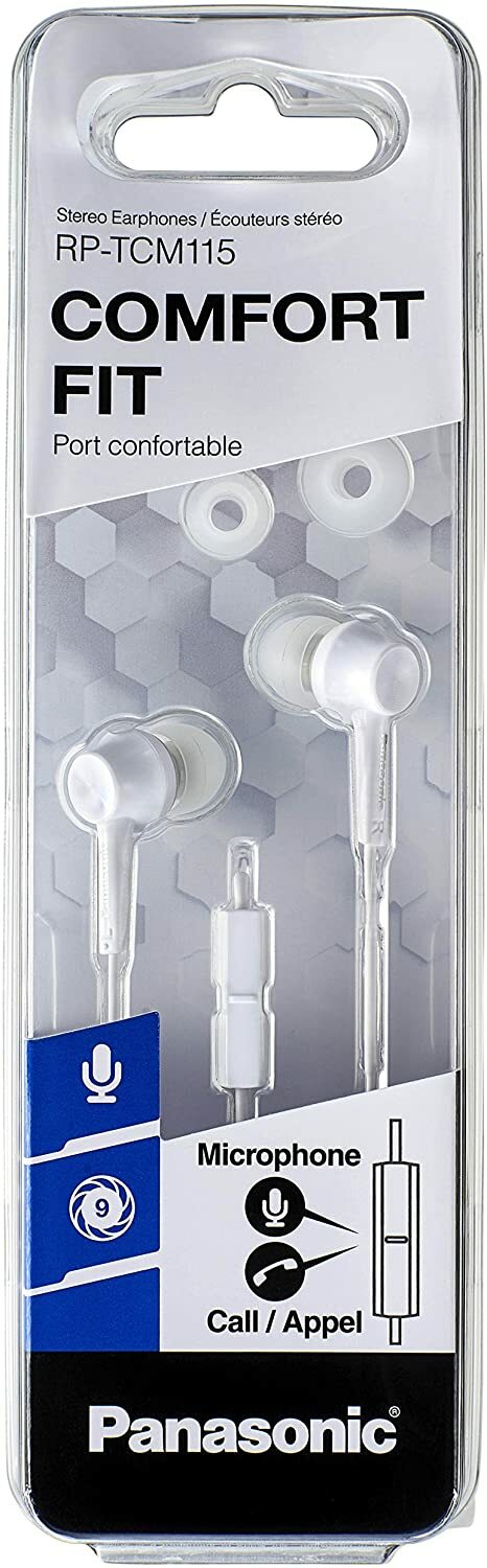 Panasonic RP-TCM115 Canal-Type In-Ear Headphones, White #RP-TCM115-W