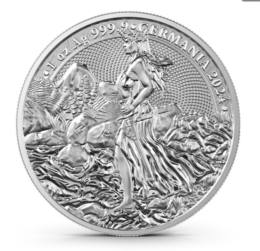 2024 Lady Germania .9999 Silver Coin - 5 Mark - Germania Mint In Capsule & Coa