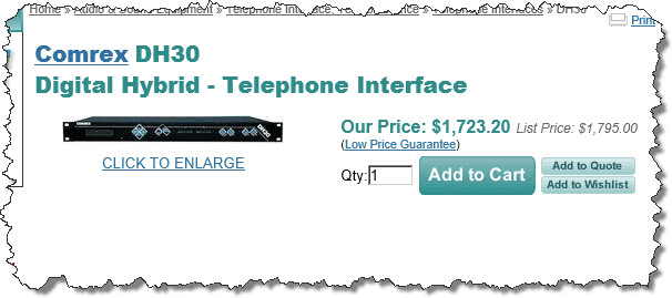 Comrex DH30 AES Digital Audio Broadcast Hybrid Phone Line Interface IFB Gentner