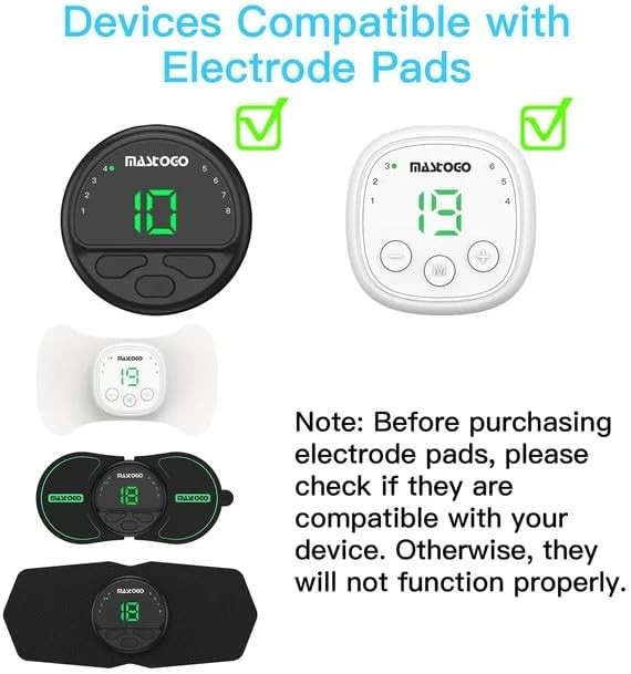 Reusable 4.4"x2.2" Wireless Electrode Pads for TENS Unit Muscle Stimulation