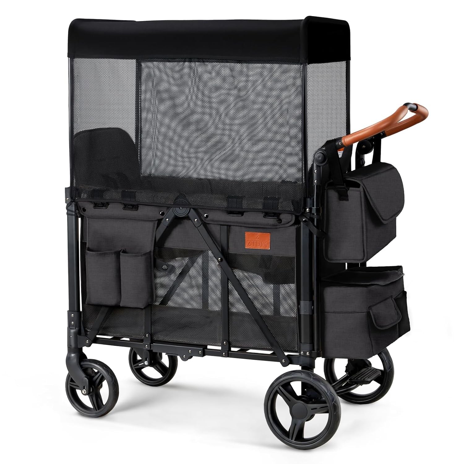 Wagon Stroller for 2 Kids, High Seat & 5 Point Harness,Adjustable Handlebar