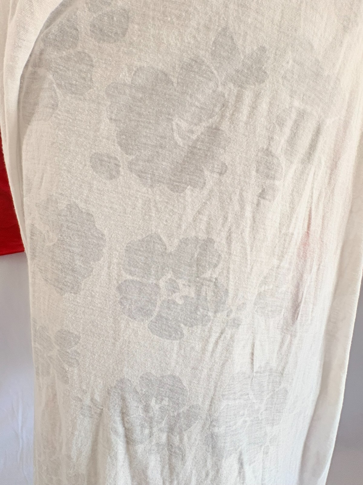 Rectangle Scarf White on White Floral Pattern 78"Lx21"W Lightweight One Size