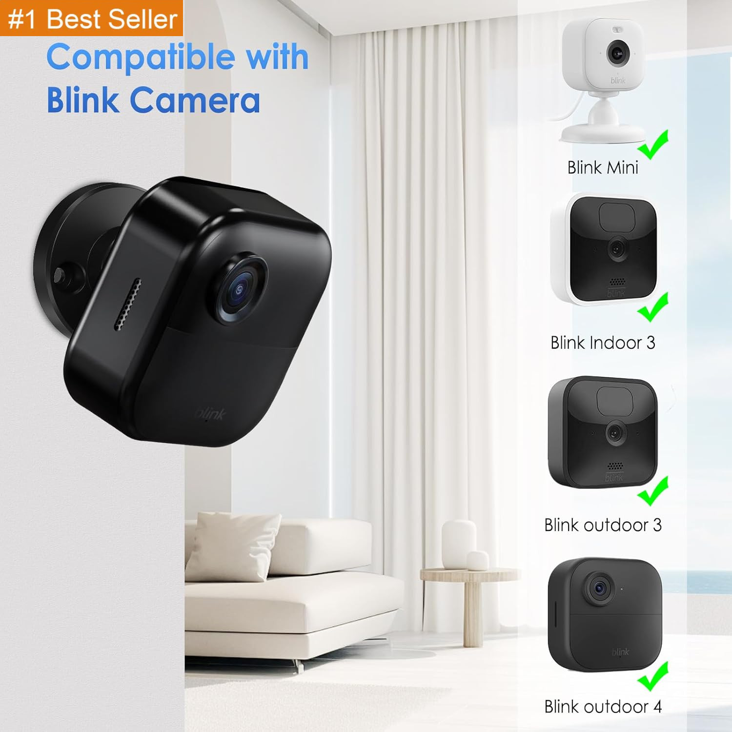Blink Outdoor Camera Mount, 360 Degree Adjustable Wall Mount Bracket, Compatible