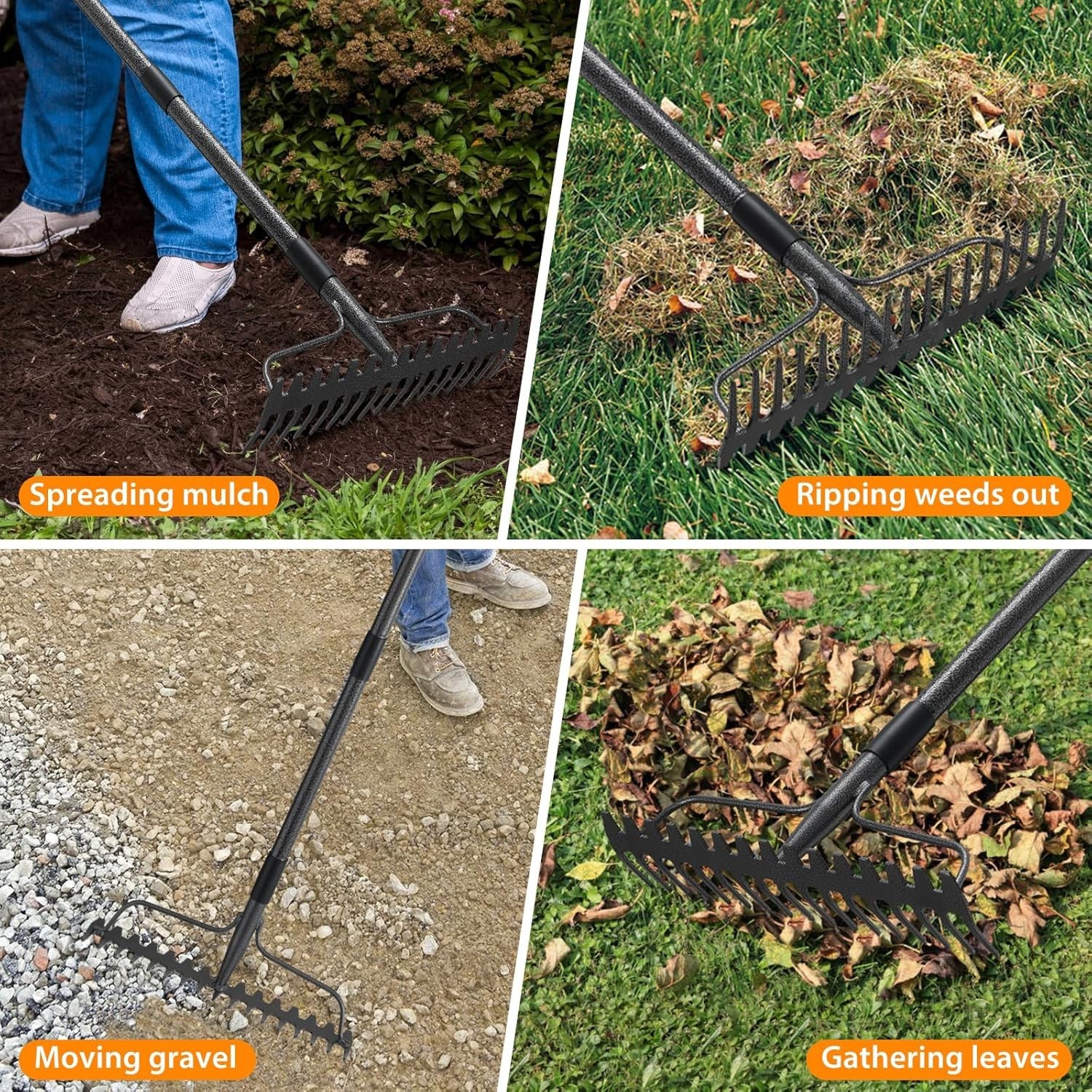 Garden Rake for Leaves, Grass, Weeding