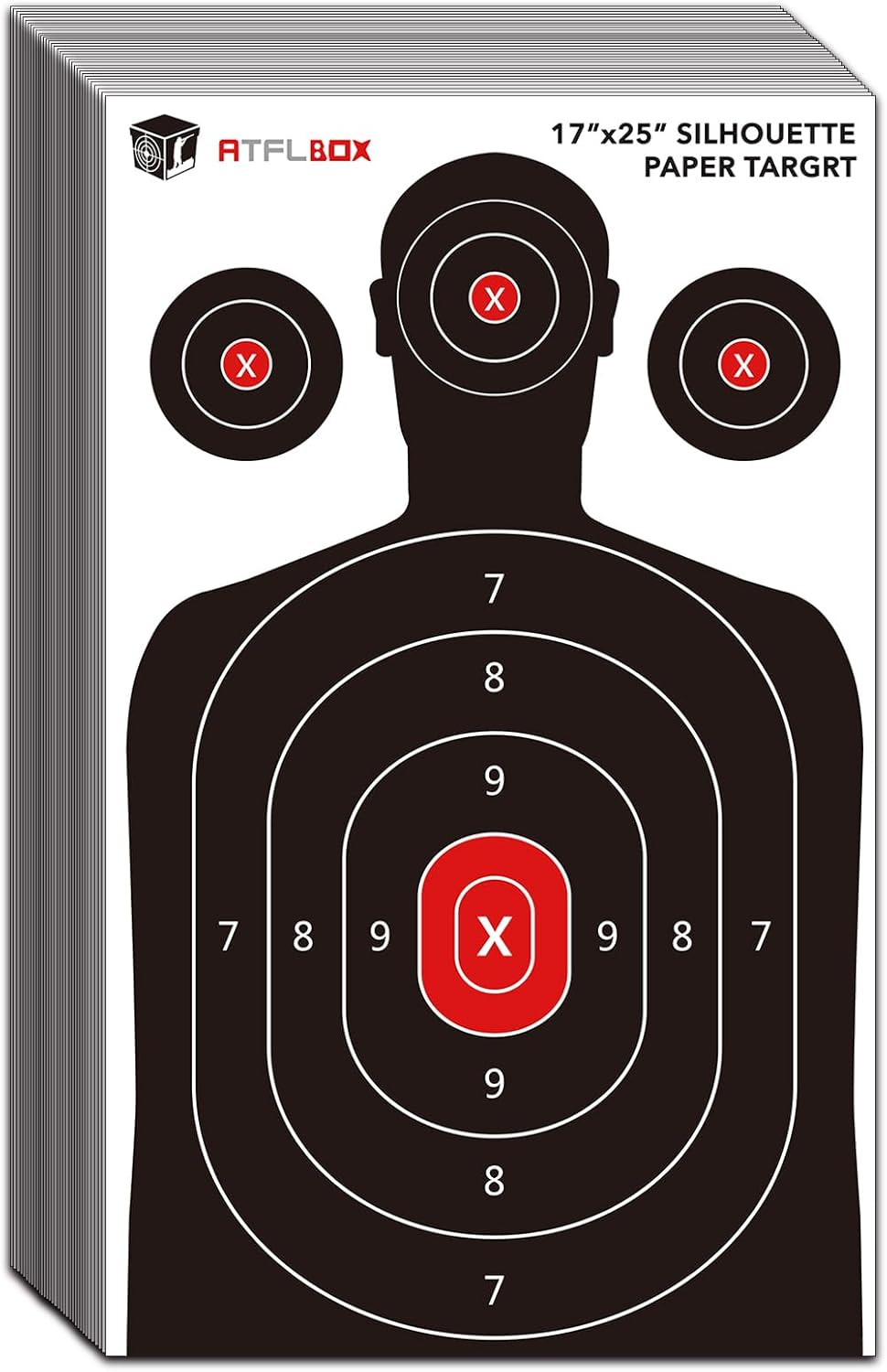 50 Pack Large Shooting Paper Targets, 17x25" Silhouette Target Shooting Practice