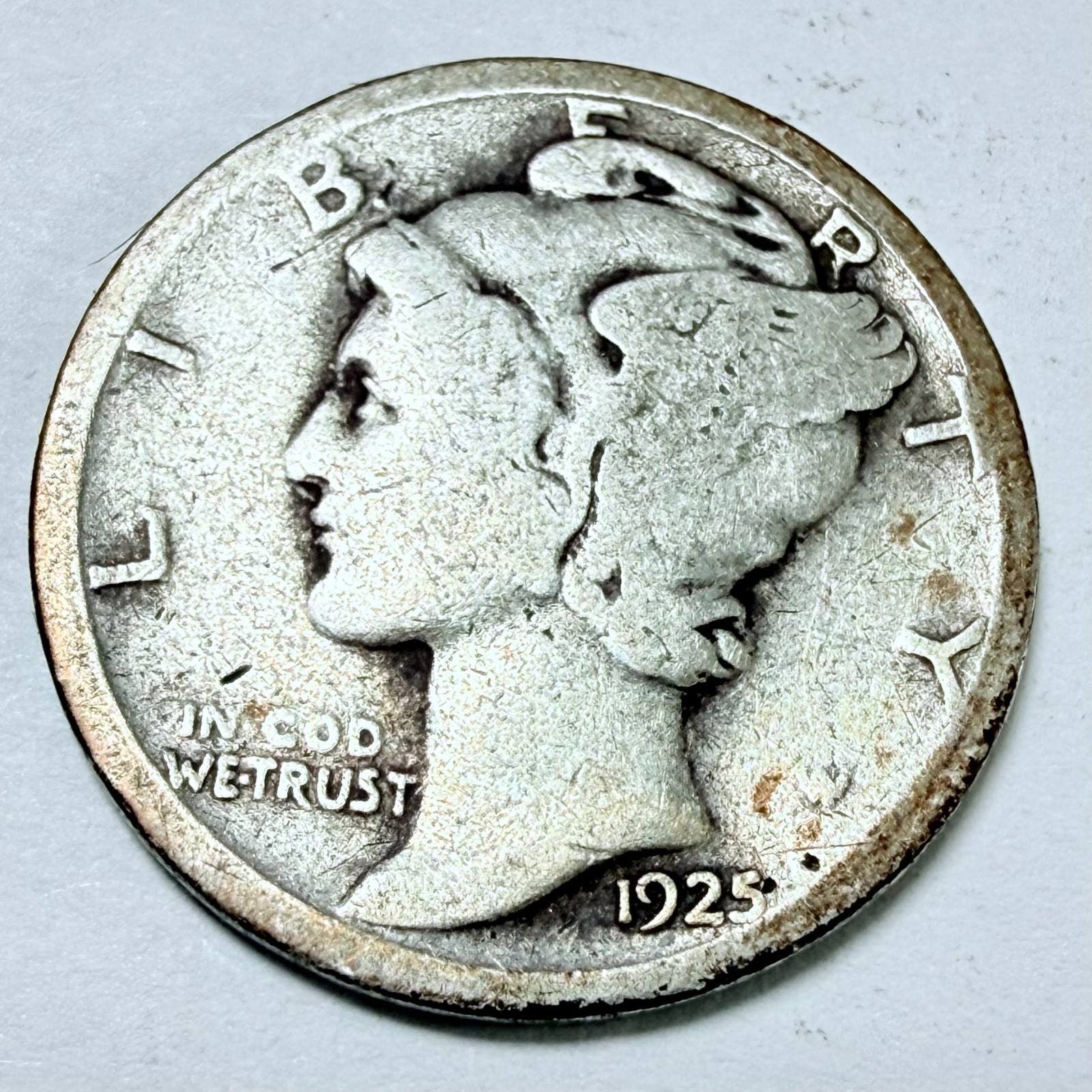 1925 MERCURY DIME, 90% SILVER, GOOD DETAILS FREE SHIPPING #9190