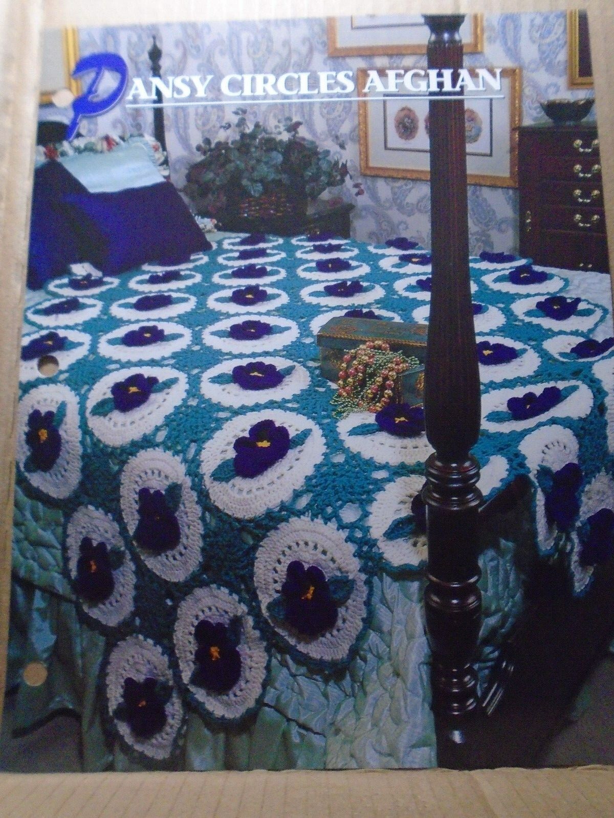 Pansy Circles afghan  Annie's Attic Crochet Pattern Leaflet Quilt & Afghan Club 