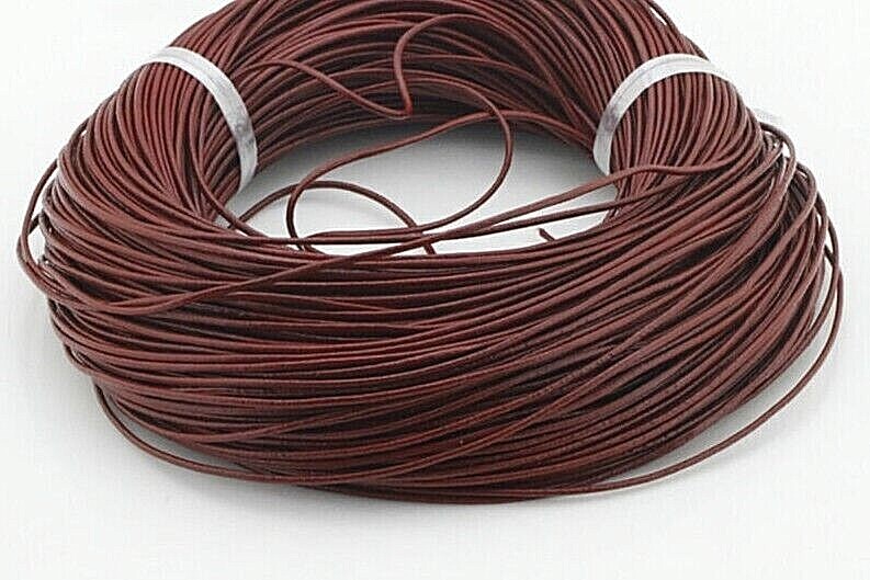 Genuine Leather Cord Wine Cowhide Round String 1mm 1.5mm 2mm 5 Yards