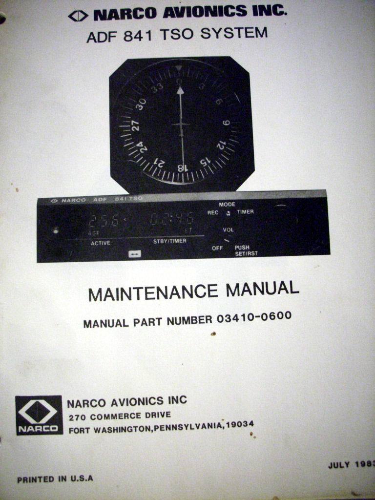 Narco ADF-841 TSO Install, Service & Parts Manual