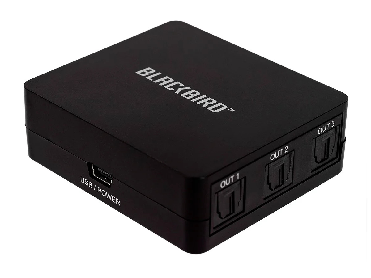 Monoprice Toslink Digital Optical S/PDIF 1x3 Audio Splitter PS4 HDTV Xbox DVD