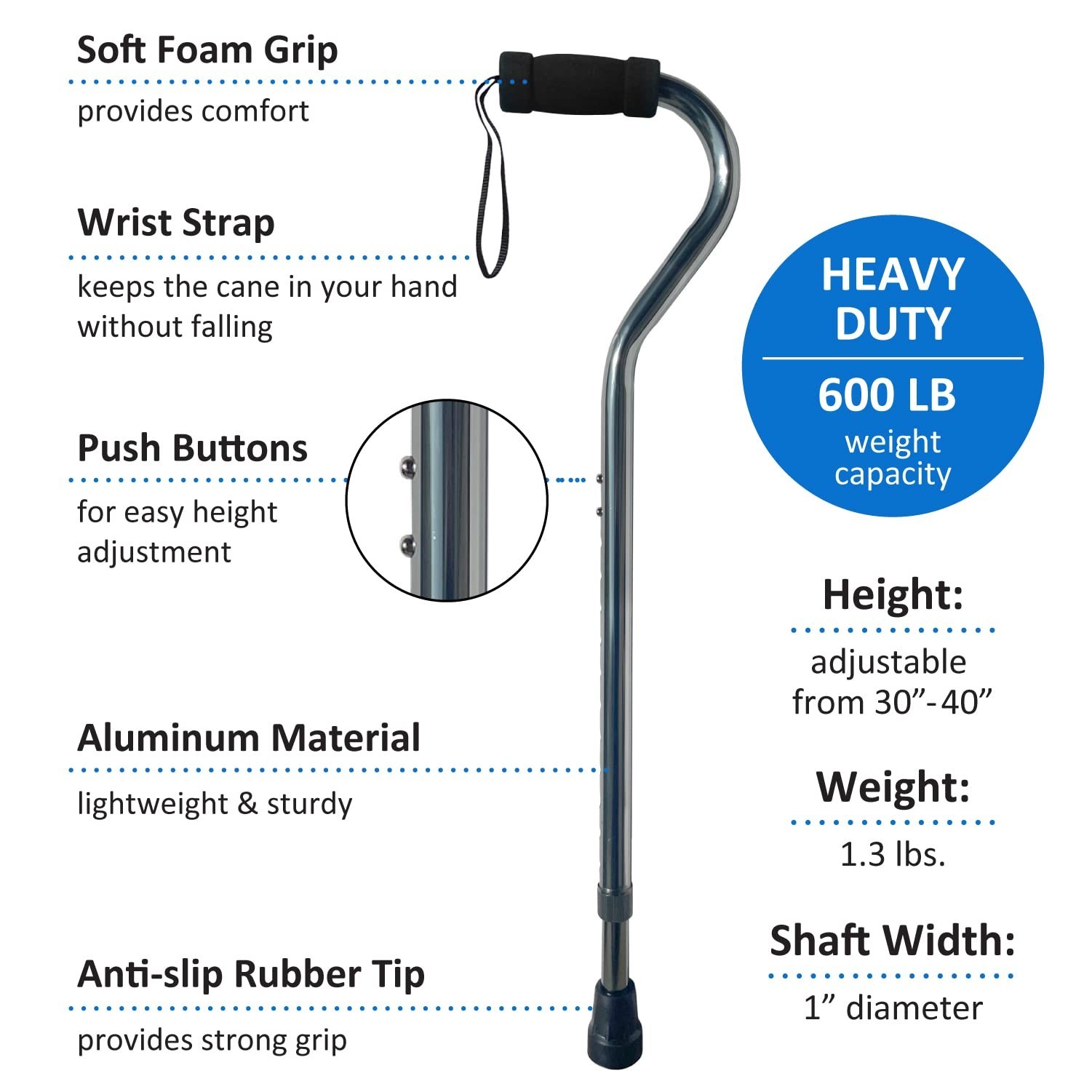 SkyMed Sky Med Aluminum Lightweight Bariatric Heavy Duty Cane-600lbs Weight C...