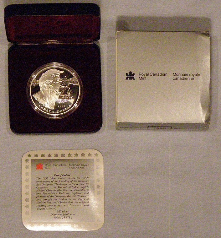 1995 Canada Frosted Proof Silver Dollar, 0.7428 Troy Oz 	(4K)