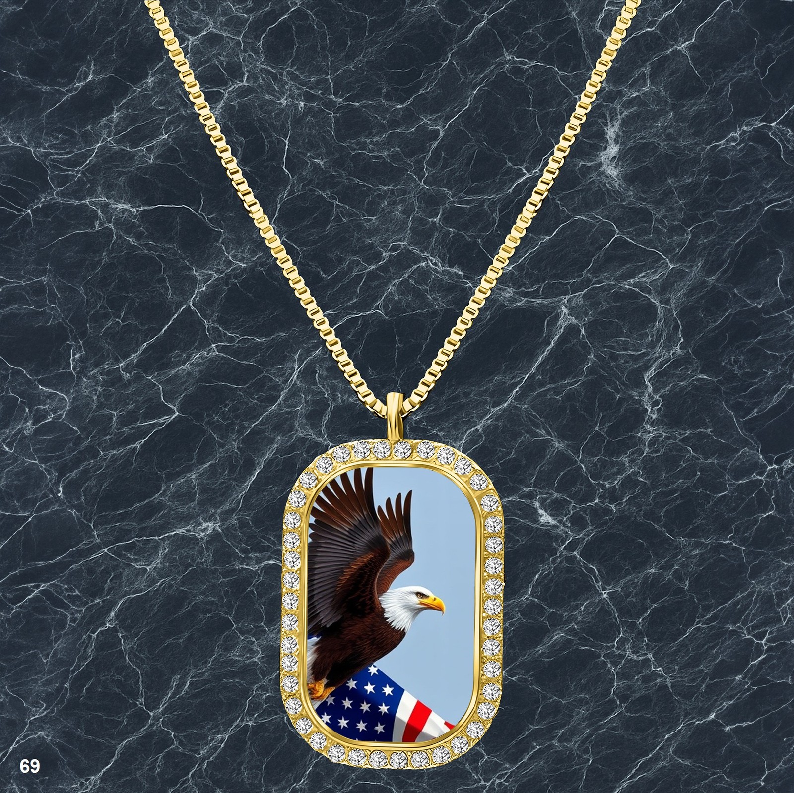 Amazing USA American Flag Pendant Necklace Image Design Unique Gold Tone Accesso