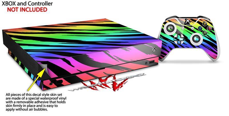 Skin for XBOX One X Console Controller Tiger Rainbow Decal