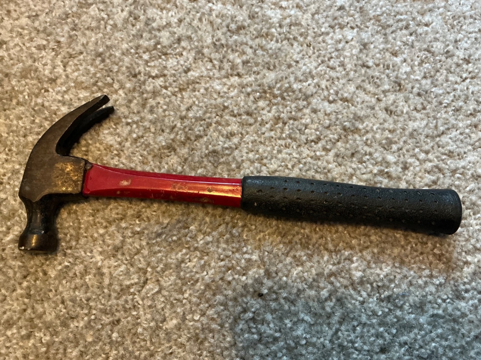 Vintage Hammer 11 Inch Red Fiberglass Neck Black Grip Handle
