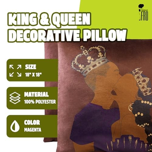 Decorative Throw Pillow – King & Queen Design, Soft Down Alternative Cranberry