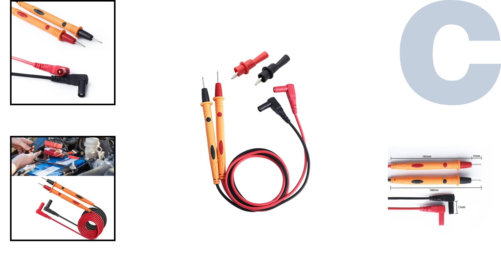 1000V CAT III Precision Multimeter Leads - Durable PVC Probes, 2 Count