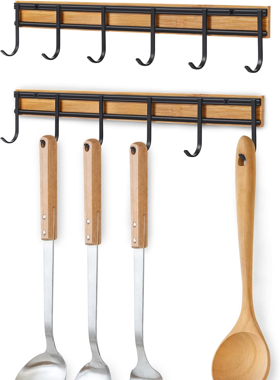 Kitchen Utensil Hanger, 2 Set Wall Mount Kitchen Hooks for Hanging Utensils | 15