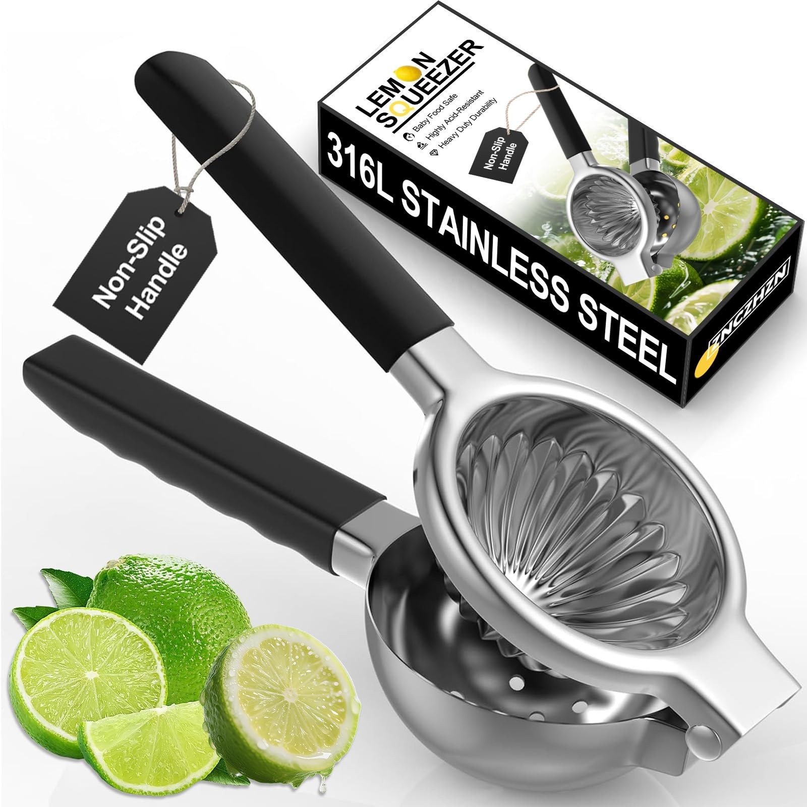 Premium Lemon Squeezer 316L Stainless Steel Juicer Heavy Metal Zero-Leaching