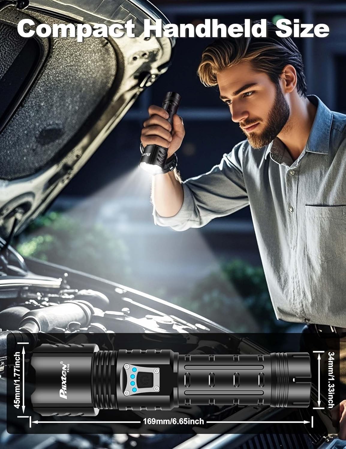 Rechargeable LED Flashlight High Lumens 100000 Long Range 3280FT Waterproof