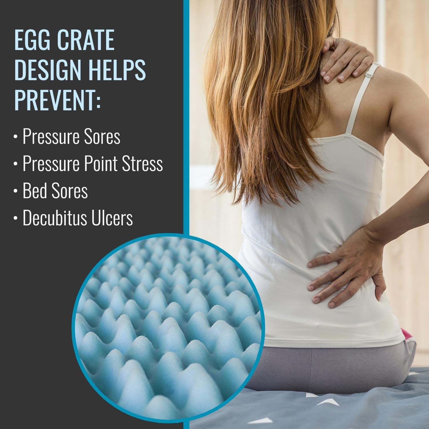 DMI 2-Inch Foam Mattress Topper, Egg Crate Pad for Support, Twin, Blue