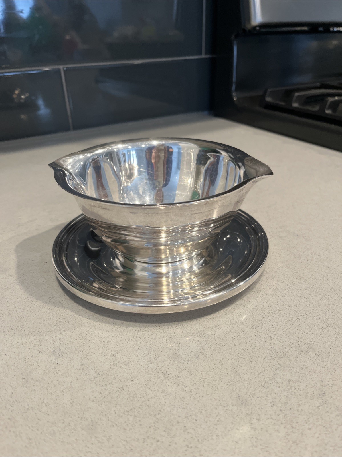 Vintage International Concord Silverplate Gravy Boat Bowl W/Attached Underplate