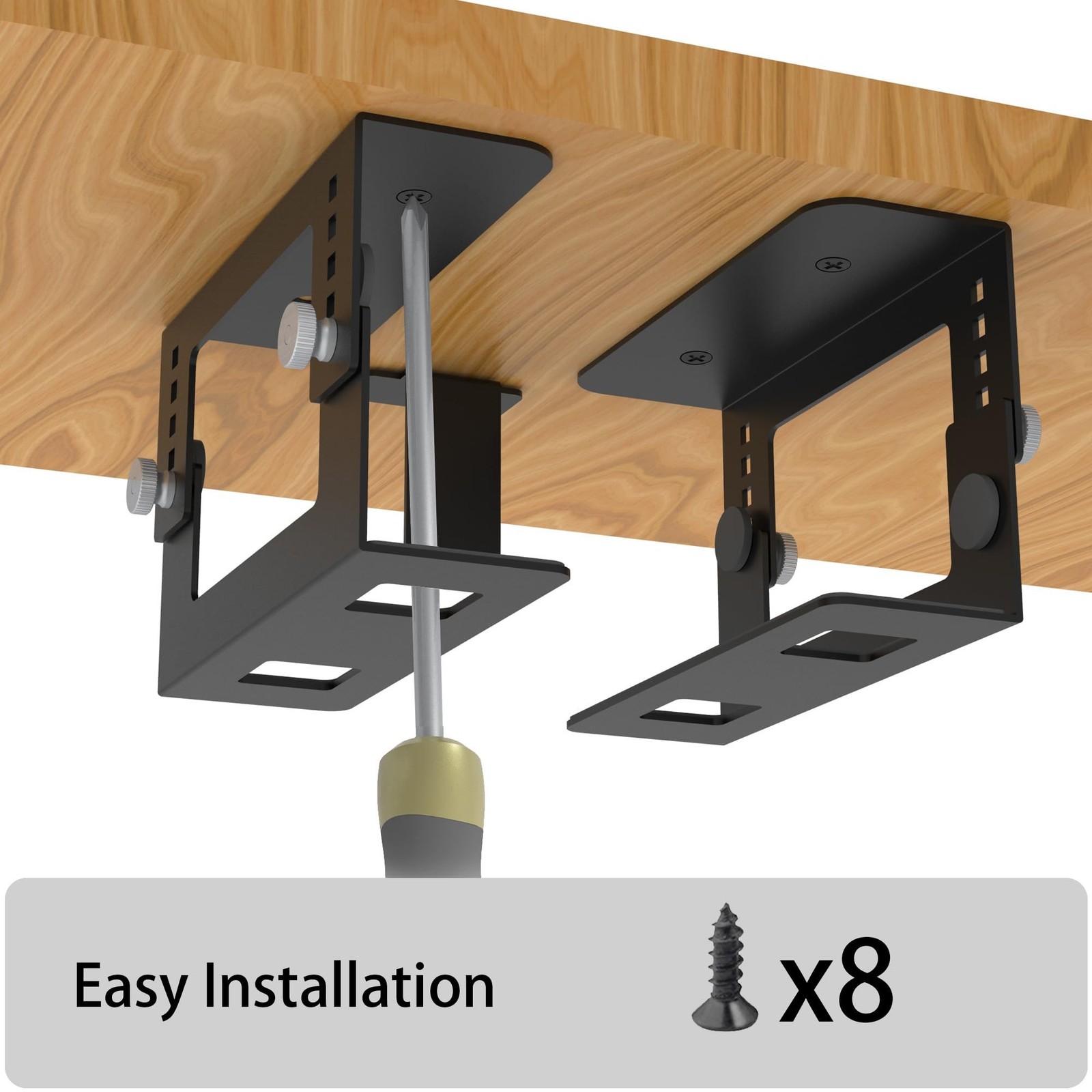 Under Desk Mini PC Mount Bracket – 5-Level Height Adjustable (1.8" to 3.3"