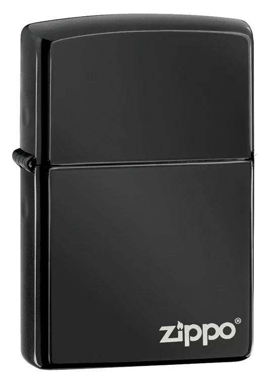 Zippo Ebony Windproof Lighter With Zippo Logo, # 24756ZL, New In Box