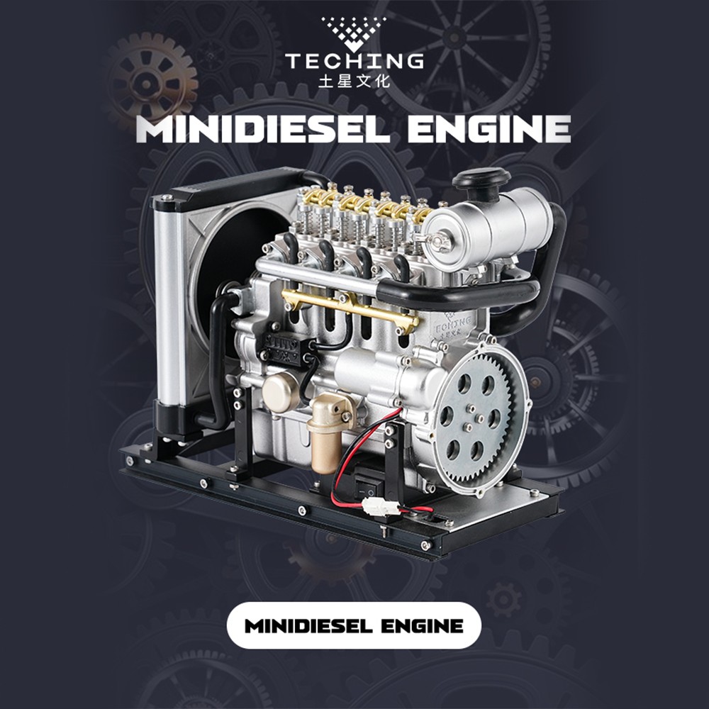 DIY Mini 4-Cylinder Diesel Engine Model Kit That Runs Engine Mechanical Metal