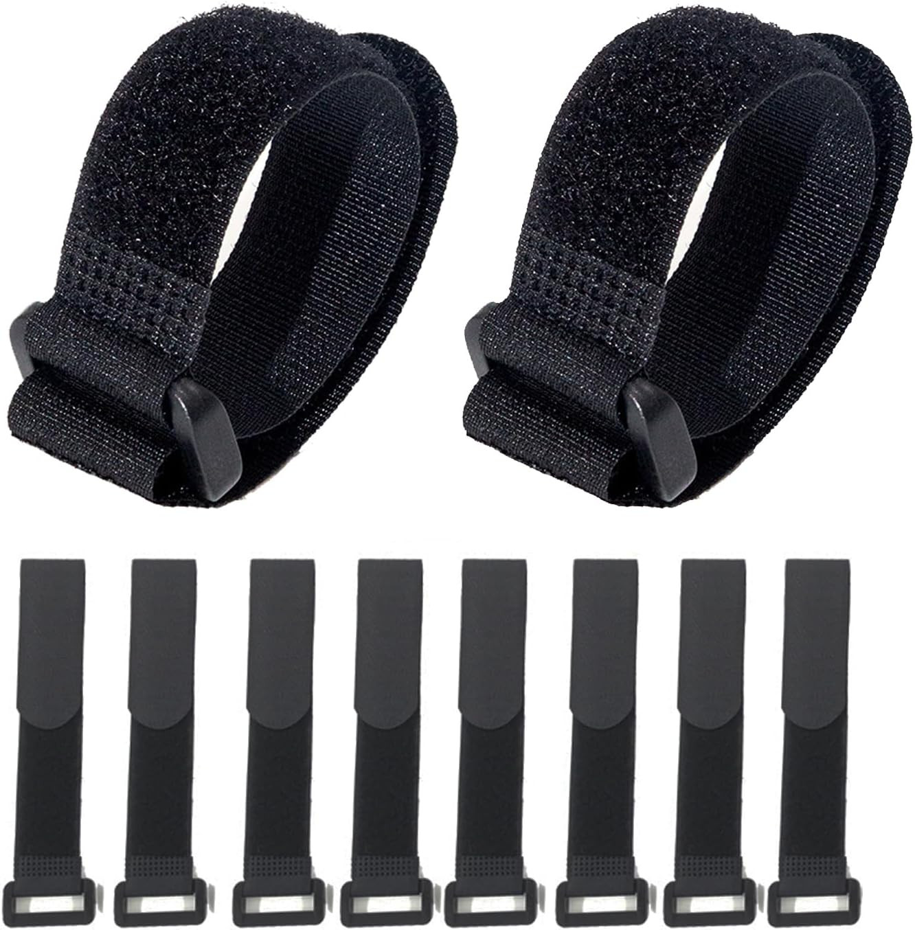 Fastening Nylon Strap with Buckle,10Pack Reusable Self-Adhesive Hook and Loop Ca