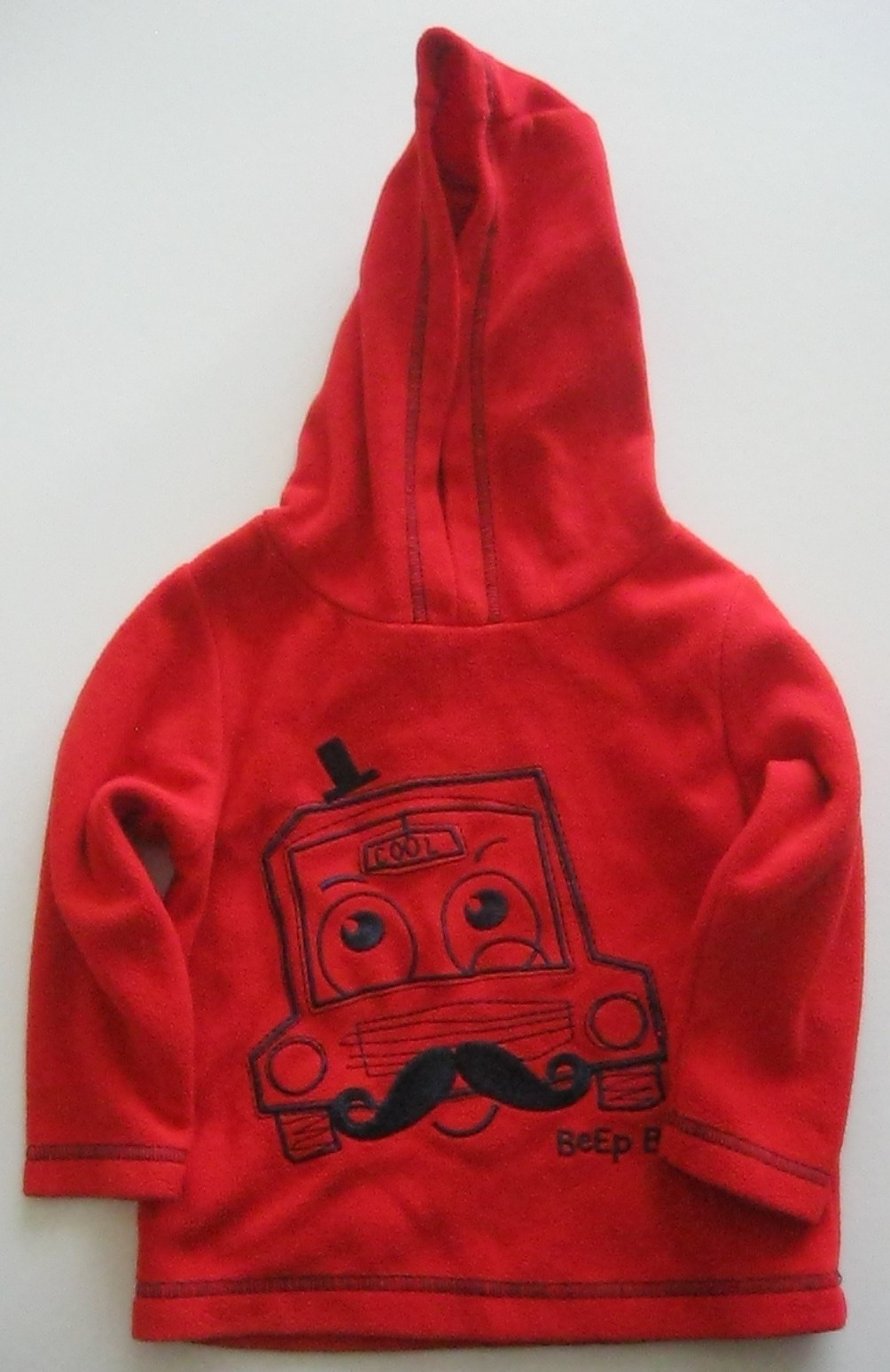 M & Co Red Long Sleeved Hooded Fleece Sweatshirt. Age 9 - 12 months. 10kg.22lbs.